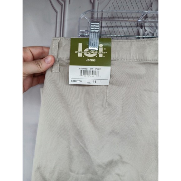 NWT L.E.I. Jeans Khaki Pants Women's SZ 11 Stretch High Waist MSRP $40.00 Flared - Picture 14 of 16